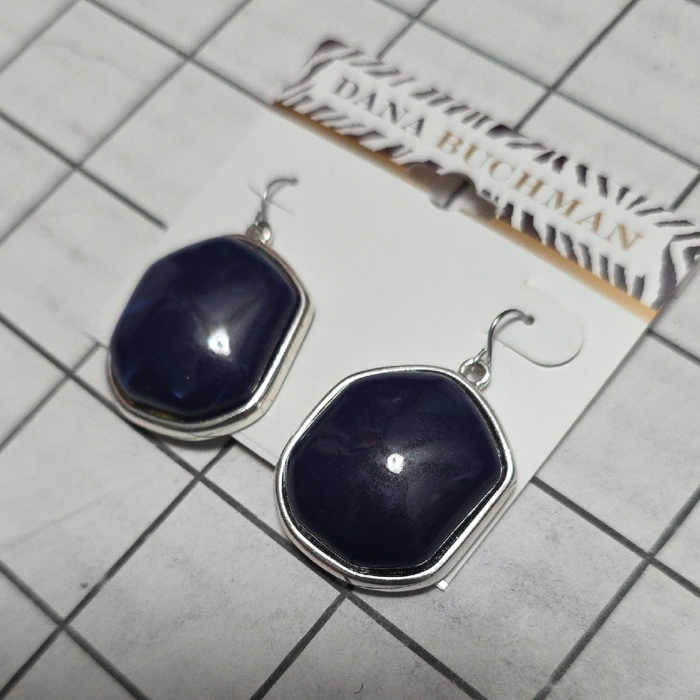 Dana Buchman Blue and Silver Dangle Earrings - Picture 3 of 5